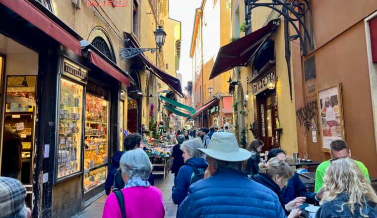 People on a food tour exploring Bologna, Italy"